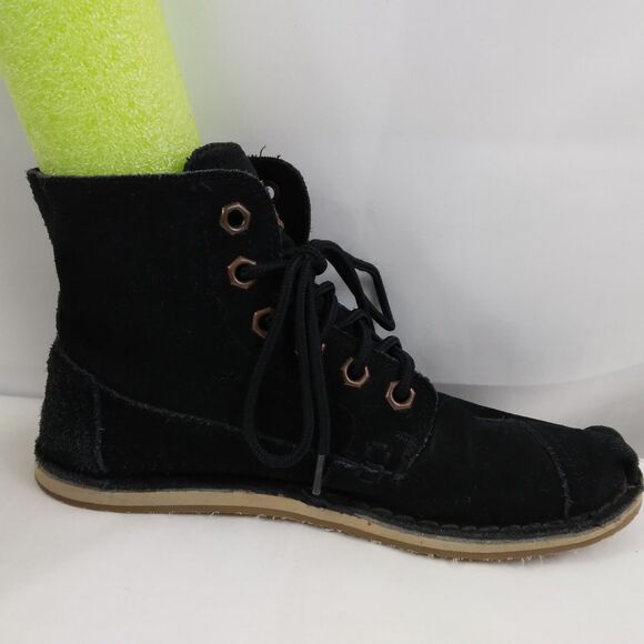 Toms Chukka Tomboy Boots Black Leather Suede Shoes Womens Size 7 - Picture 10 of 13